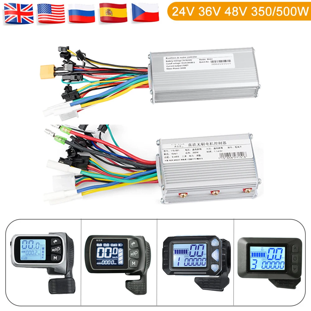 

BLDC Electric Bike Controller 24V/36V/48V 350w/500W Brushless Controller with LCD Display for Electric Bicycle e-bike scooter