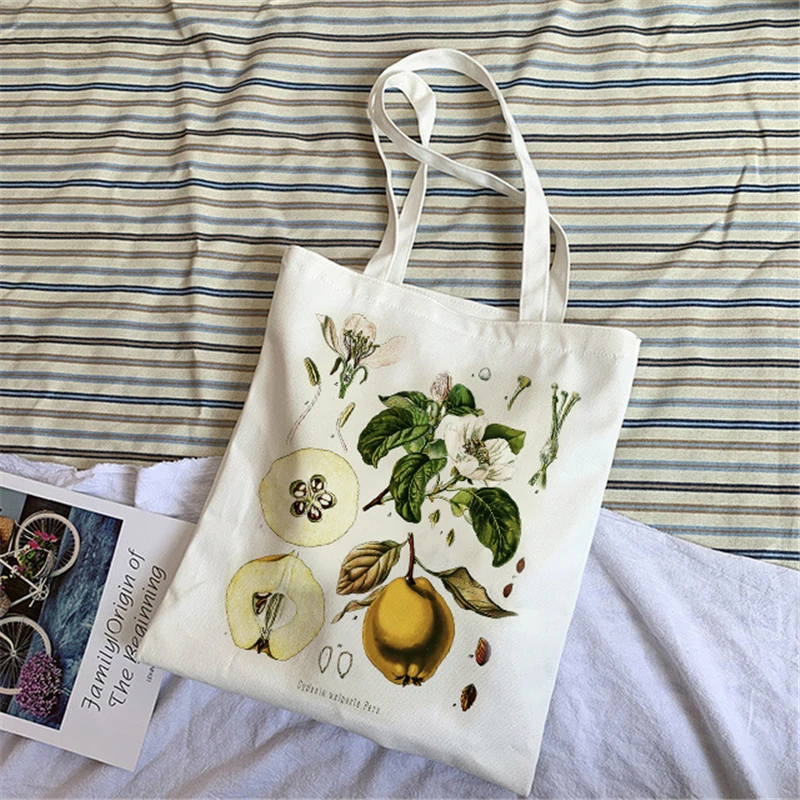 

Холщовая Сумка для покупок, Женская эко-сумка для покупок, винтажная эстетичная Повседневная сумка через плечо с художественным рисунком, б...