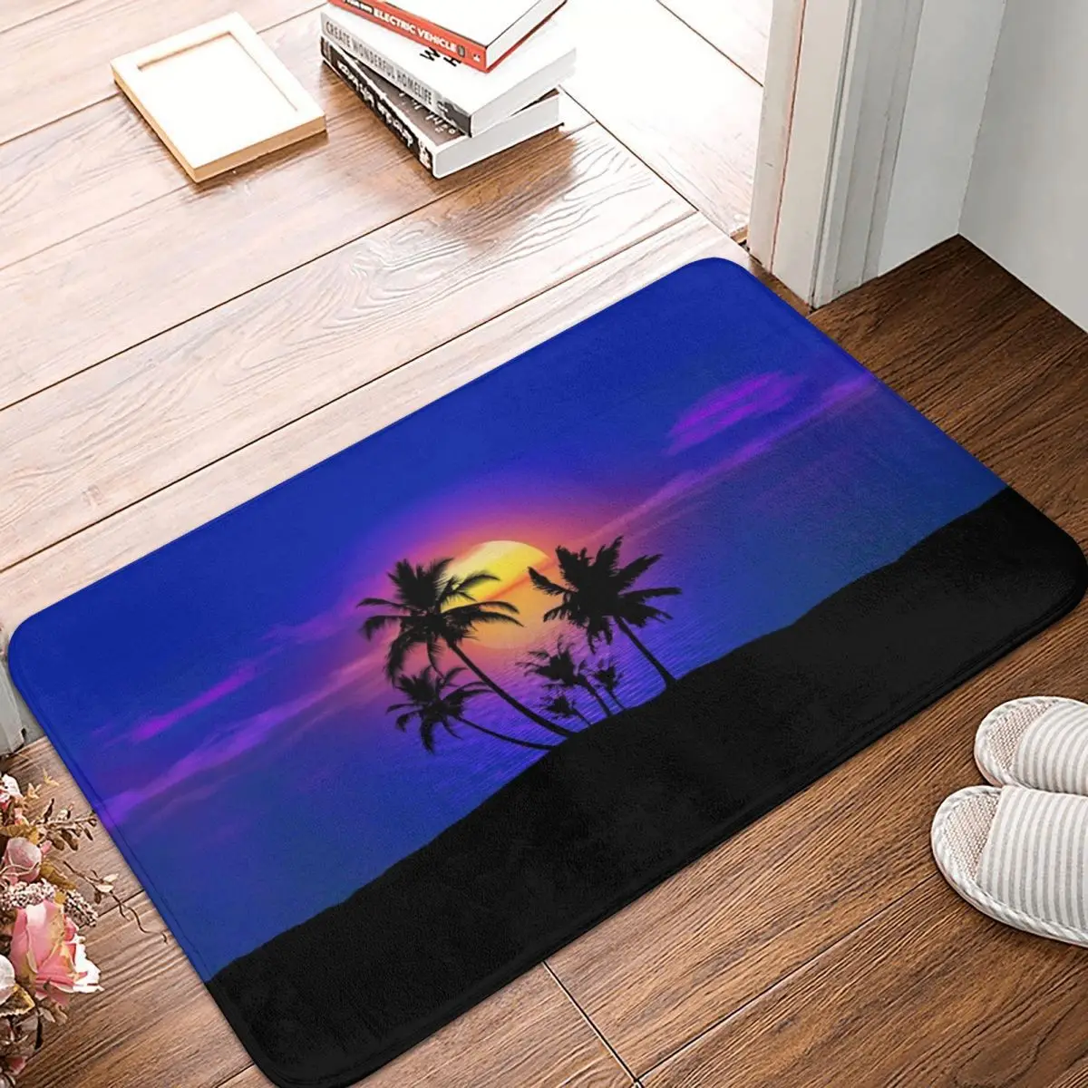 

Tropical Sunset Palm Trees Doormat Carpet Mat Rug Polyester PVC Anti-slip Floor Decor Bath Bathroom Kitchen Living Room 40x60