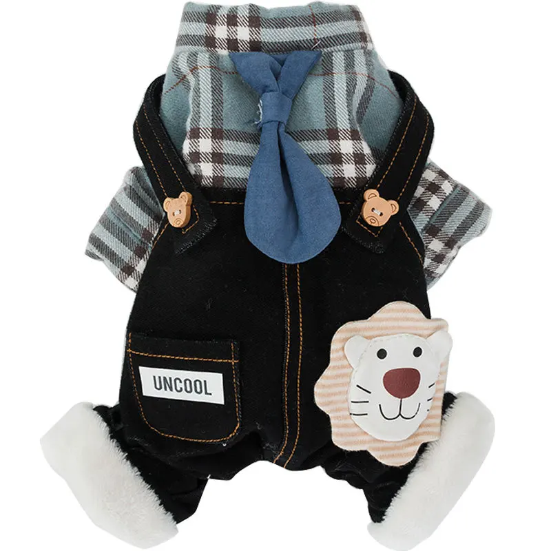 

Autumn and Winter Four-legged Cotton-padded Clothes Cool Style Three-dimensional Little Lion Overalls Thickened Warm Fashion New