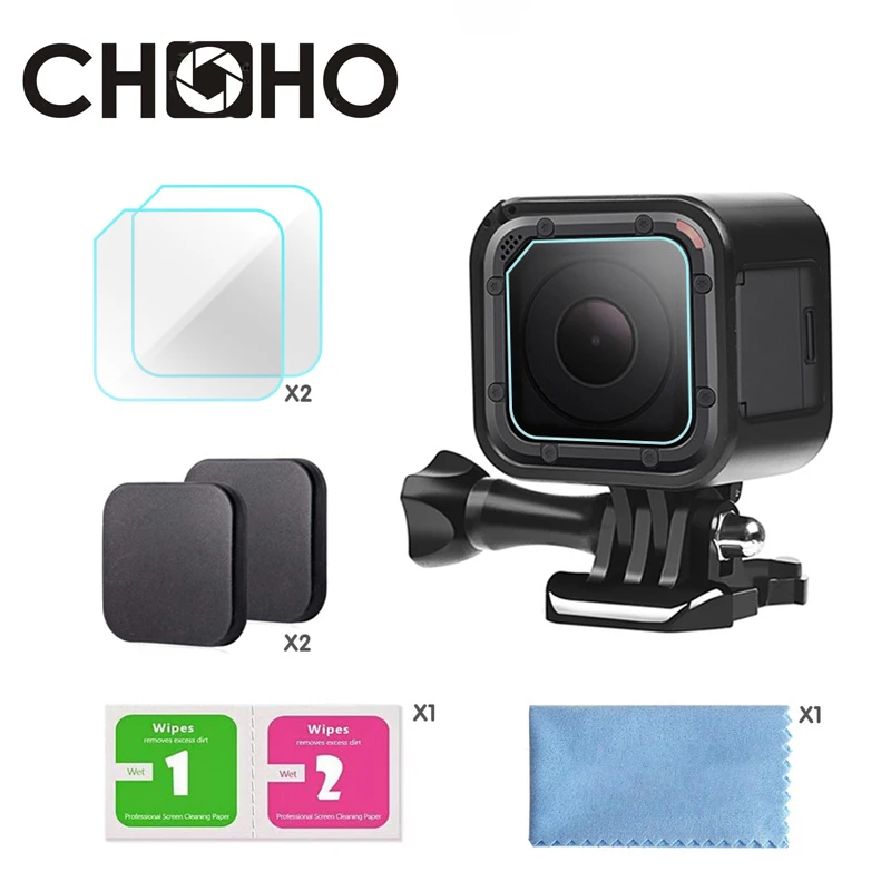 For Go Pro Screen Protector + Lens Cap Cover 2pcs Plastic Caps Film for GoPro HERO 4S 4 5 Session Accessories | Электроника