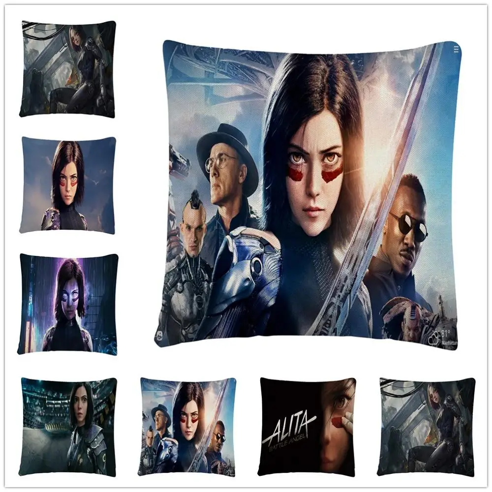 

Battle/Angel Alita Exquisite Pattern Linen Cushion Cover Pillow Case for Home Sofa Car Decor Pillowcase45X45cm