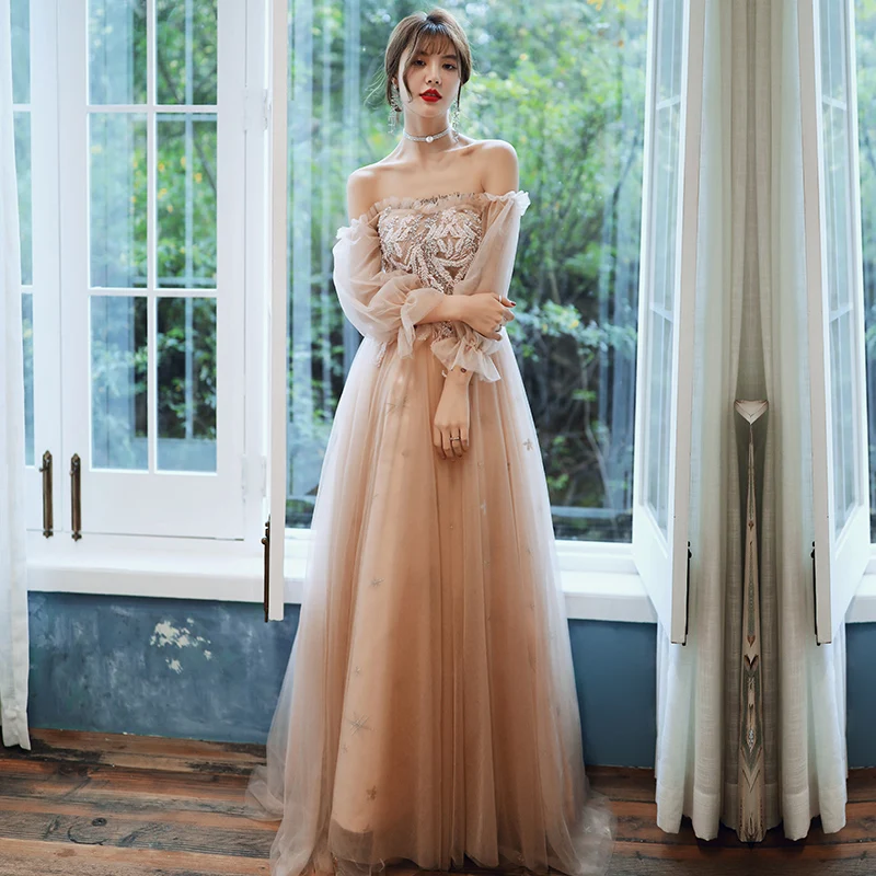AE735 Elegant Women Long Prom Dresses 2021 Crystals A-Line Appliques Sweetheart Vintage Formal Party | Свадьбы и торжества