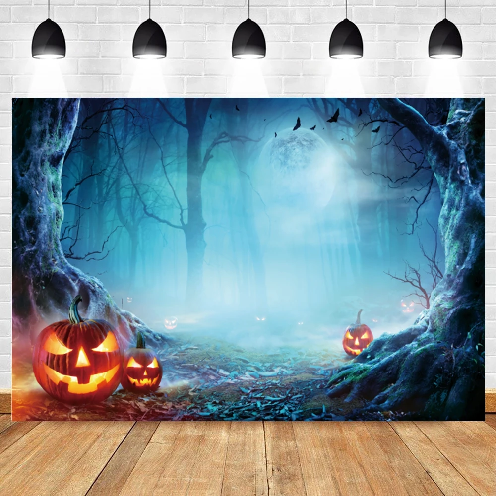 

Yeele Halloween Party Decor Backdrop Forest Pumpkin Lantern Bat Moon Vinyl Background Photography Photographic For Photo Stuid