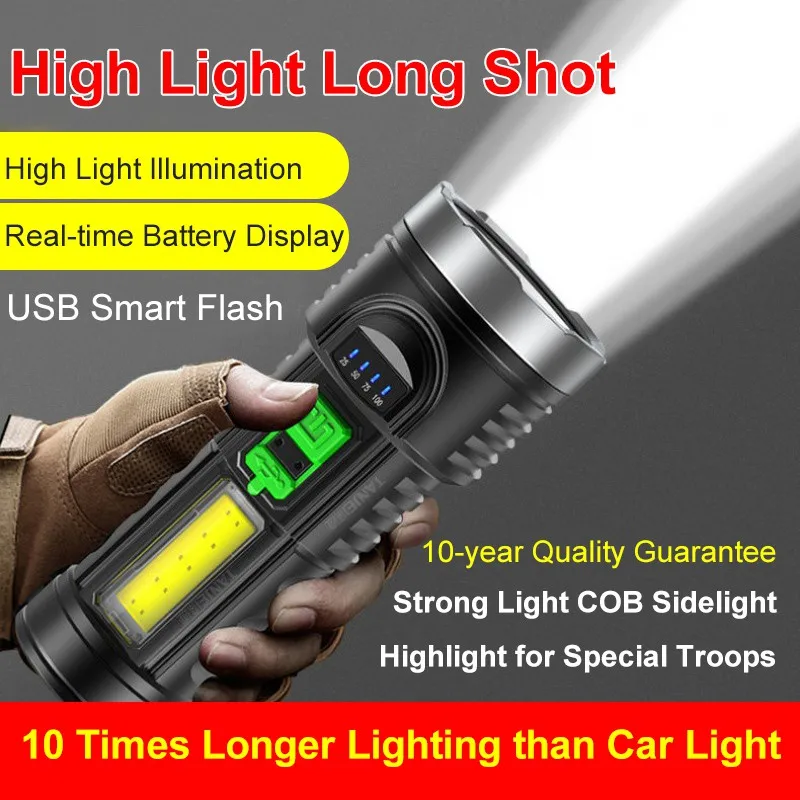 

Powerful Flashlight Usb Rechargeable Xenon Lamp Portable Ultra Bright Long Range Outdoor Household Led Lamp 38000K 20 hours