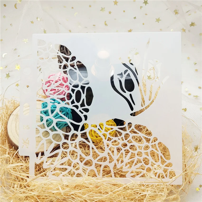 13x14cm Flowerbeds Scrapbook Stencils Spray Plastic Mold Shield DIY Cake Hollow Embellishment Printing Lace Ruler Valentine | Дом и сад