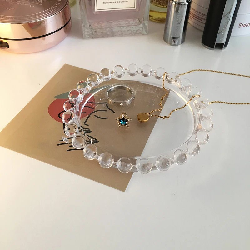 Круглый стеклянный поднос с бусинами в европейском стиле серьги ожерелья кольца