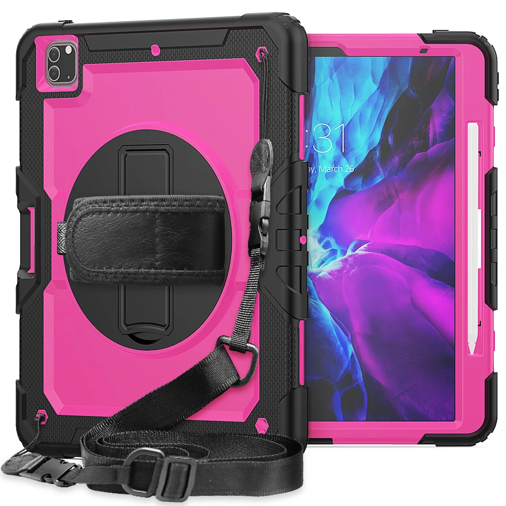 

2020 iPad Pro Case For 2018 iPad Pro 12.9 inch Case With Pencil Holder Cover 2020 iPad Pro 12.9 4th Gen Case Rotate Hand Strap