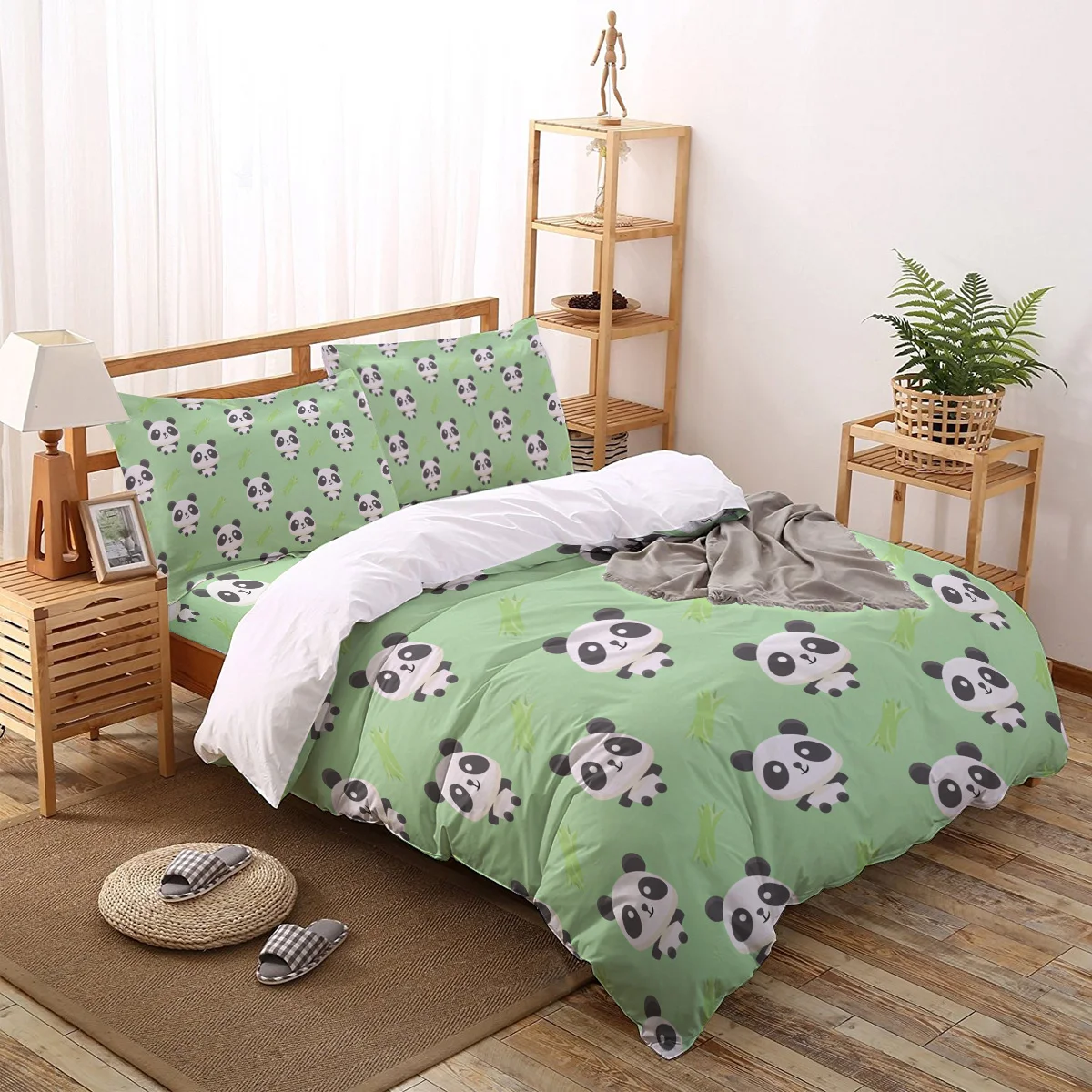 

Panda Bamboo Cartoon Animal Bedding Set For Home Duvet Cover Set Bedclothes Bed Linens Sheet Queen King Size Qulit Covers