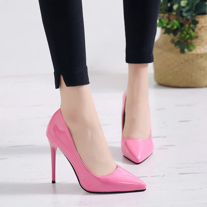 

Women High-Heeled Shoes 2021 Spring New Sexy Patent-Leather Stiletto Heel Shallow Commuter Single Shoe Extreme High Heels