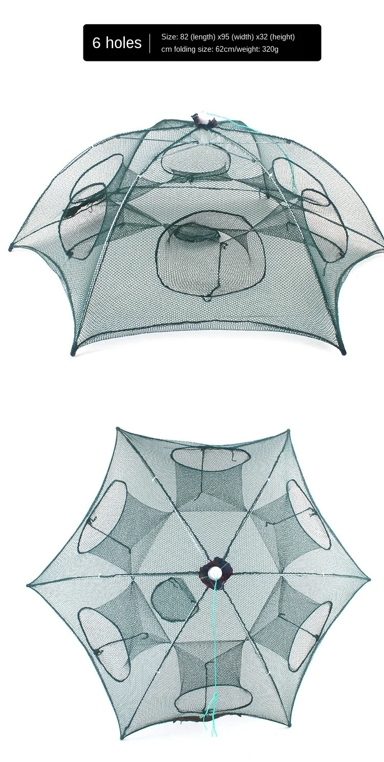 Китайская ловушка для рыбы с 6 отверстиями сетчатая клетка-краб нейлоновая сетка