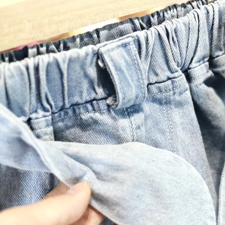

2021 Summer Girls Cotton Denim Jeans Shorts Girls Children Thin Trousers Jeans Kids Children Casual Bow Clothes Clothing Q111