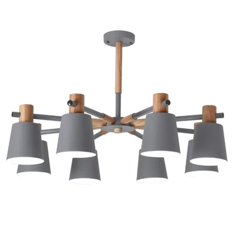 Скандинавская деревянная люстра E27 Потолочная светодиодсветодиодный лампа из