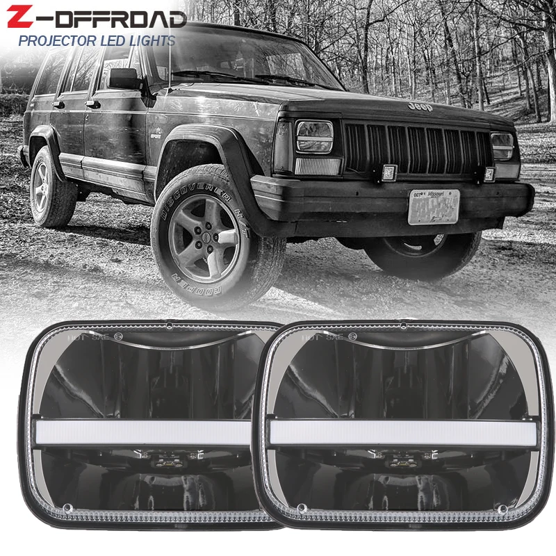 5x7 дюймов светодиодный налобный фонарь с белым ДХО для 1984 до 2001 XJ Cherokee 6x7