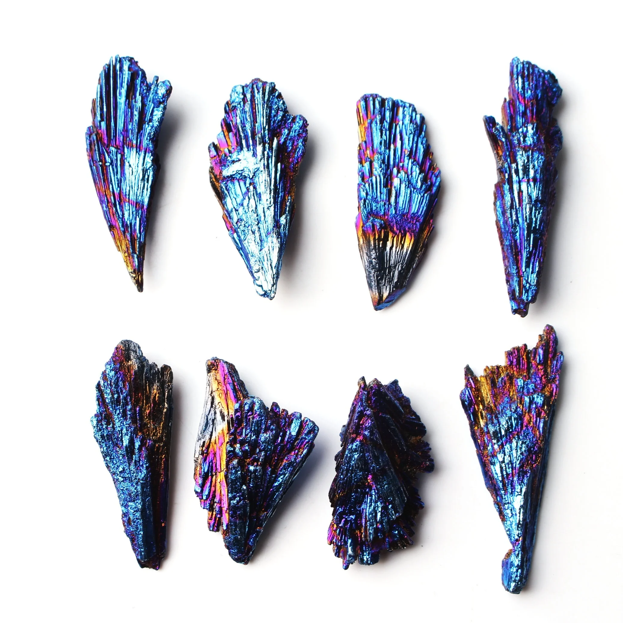 1PC Electroplated Blue Colorful Natural Black Tourmaline Crystal Rough Mineral Specimen Rough stone Healing Decor Gift