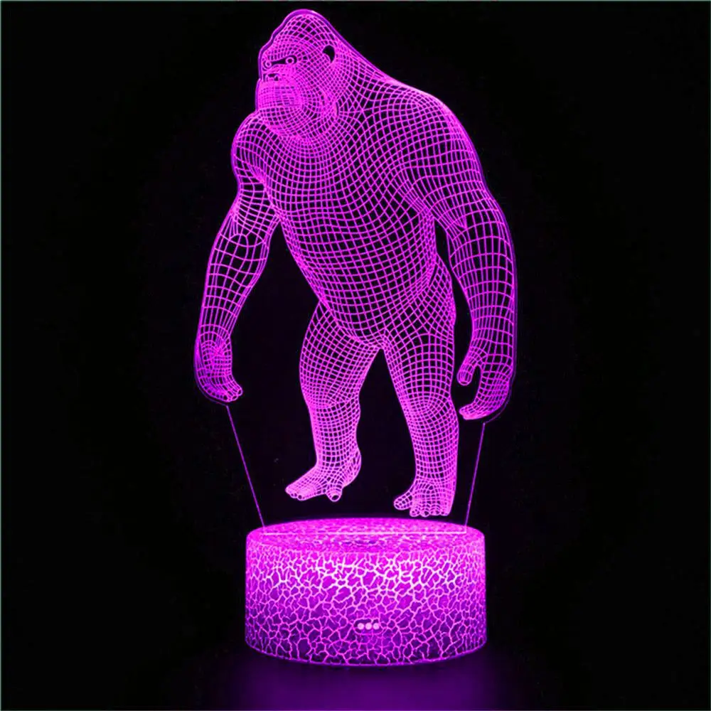 3d-лампа в виде животного Горилла орангутан USB RGB Illsuion ночсветильник многоцветный