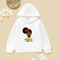 afro puff pair little melanin queen with crown print child hoodie black girl tops kids long sleeved sweatshirt peekaboo clothes
