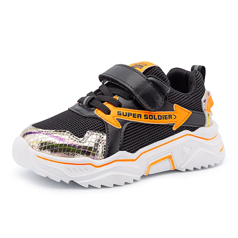 Новинка 2019 детская светящаяся обувь ПУ + сетка кроссовки ярлыки верх