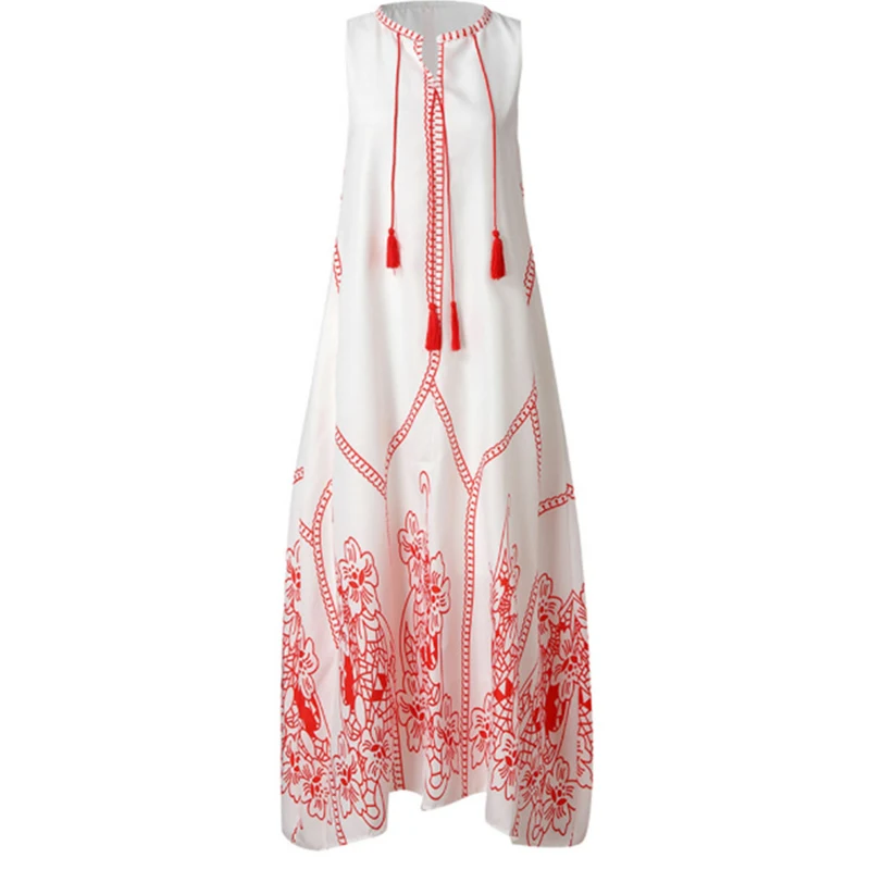 Платье женское длинное с бахромой вечерний свободный сарафан в восточном стиле