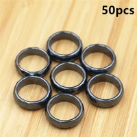 wholesale 50pcs flat hematite rings for women men jewelry 6mm non magnetic high quality black natural stone knuckels hand rings
