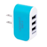 universal candy color 3usb charger travel wall charger adapter smart mobile phone power supply charger for tablets
