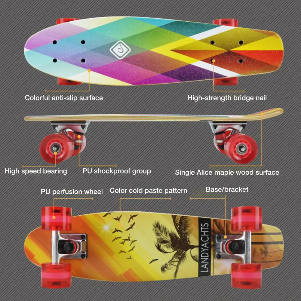 Скейтборд Pastel Mini 22 дюйма, круизер, Пенни борд, скейтборд, ретро Лонгборд, полный 7-слойный кленовый Scooer от AliExpress RU&CIS NEW