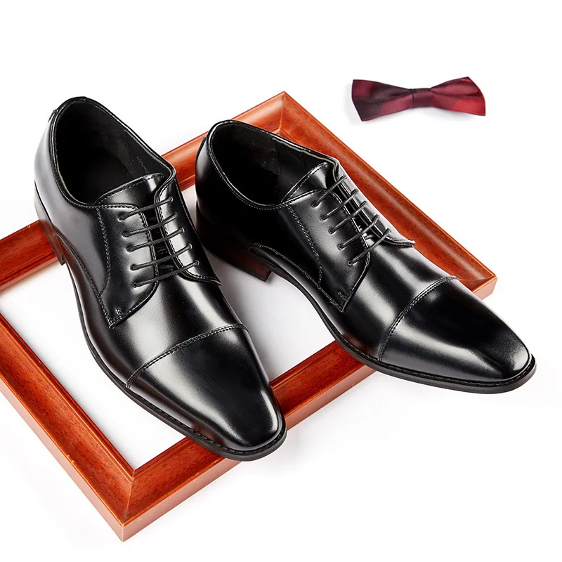 

New Leather Gentleman Shoes Men's Business Oxford Shoes Square Head Plus Size Men Wedding Dress Shoes Chaussures Homme