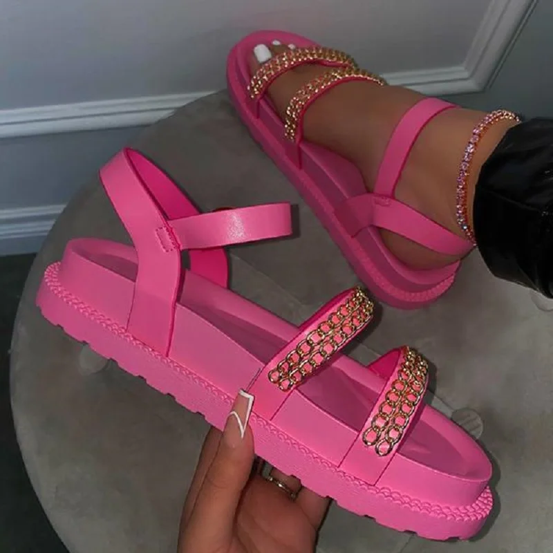 

New 2021 Women Platform Sandal Summer Sandals Shoes Casual Slip On Ladies Flats Candy Color Plus Size Footwear Female Shoes