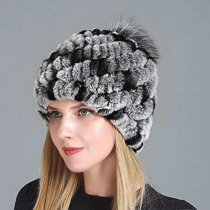 

29 Styles for Women Winter Real Rex Rabbit Hat fur kniting female warm snow caps ladies elegant princess beanies cap