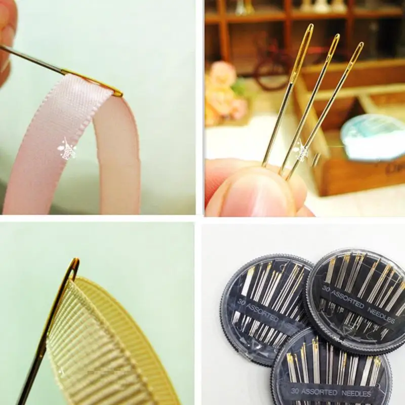 

30Pcs Hand Sewing Needles Pins Set Self-Threading Embroidery Domestic Assorted Needles For Needlework Repair Stitch DIY Dropship