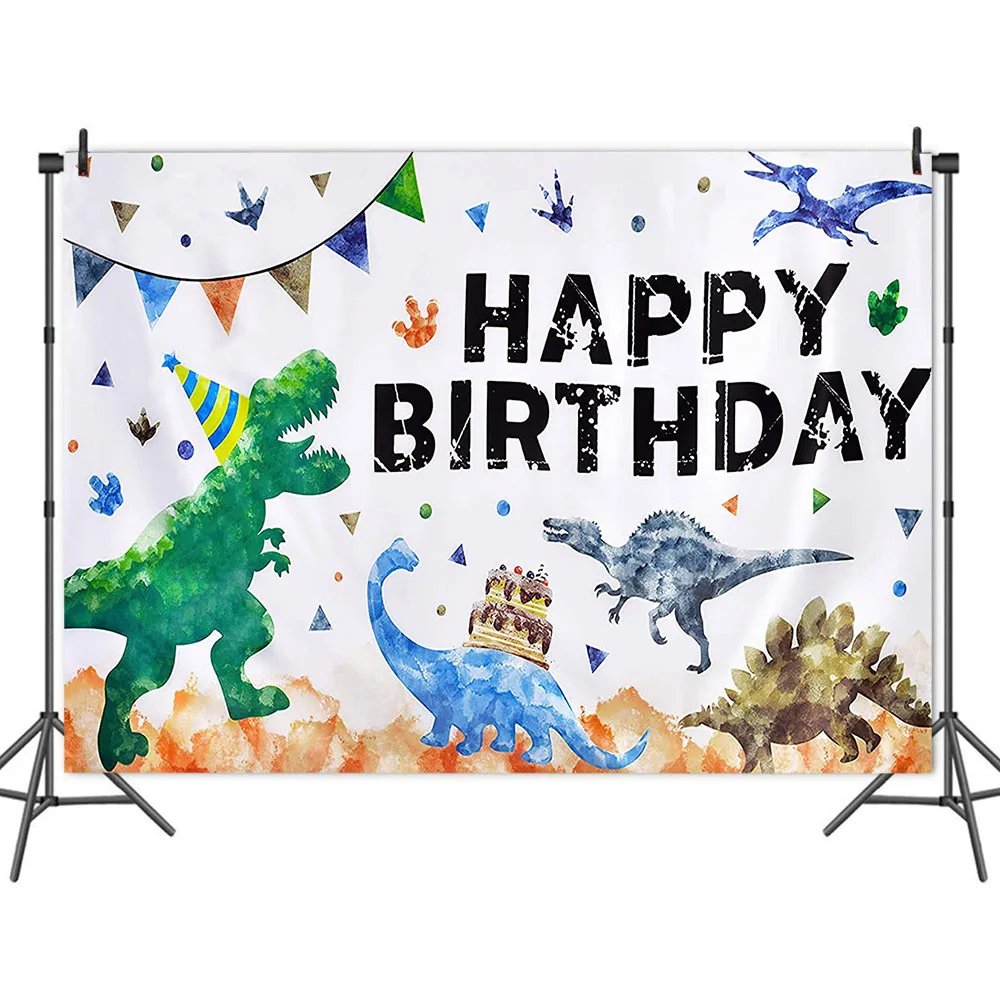 

Cartoon Dinosaur Birthday Party Kids Background Portrait Photography Decors Photographic Backdrops Photocall Studio