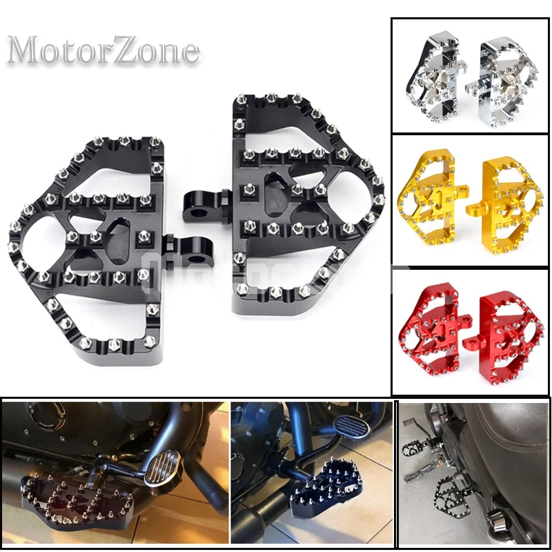

Motorcycle MX Offroad Foot Pegs Bobber Wide Fat Floorboards Footrests Pedals For Harley Sportster XL 1200 883 Dyna FXDF Softail