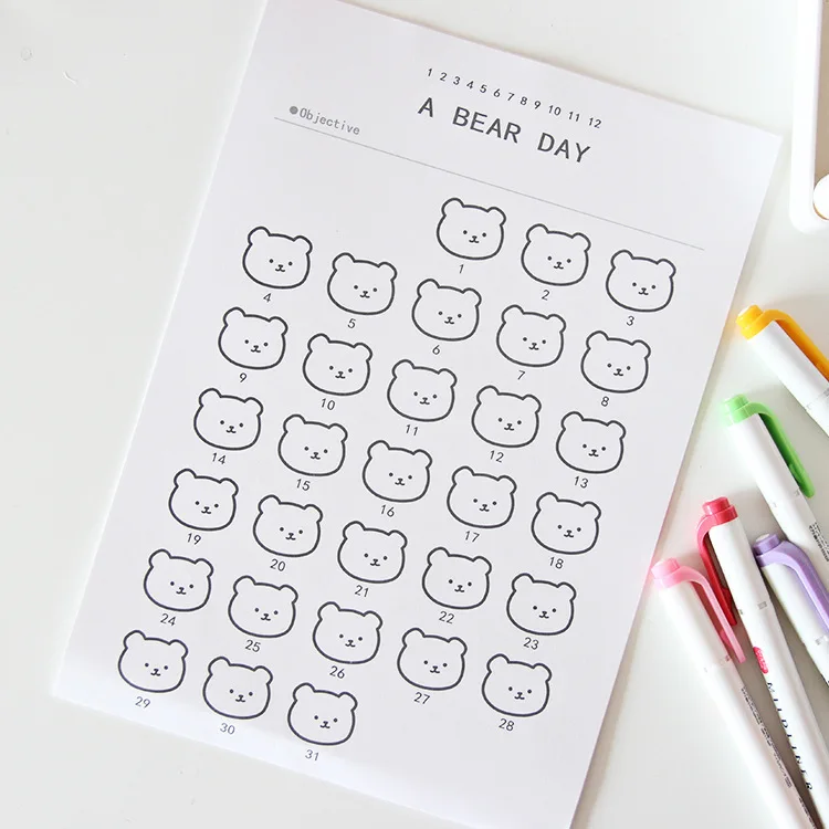 SIXONE Ins мультфильм Симпатичные Фрукты Цветок календарный план Бумага студентов в