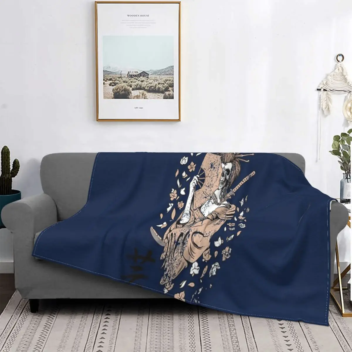

Manta de calavera de Geisha para cama, edredones a cuadros, manta double, pickick