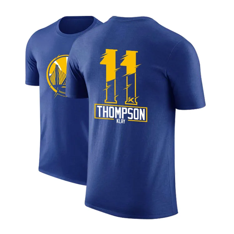 bule Thompson LA LBJ james bryant western все команды баскетбольная Футболка Карри Doncic harden Lillard Kawhi футболка Хлопковая мужская dpoy фирменный дизайн - Цвет: bule Thompson