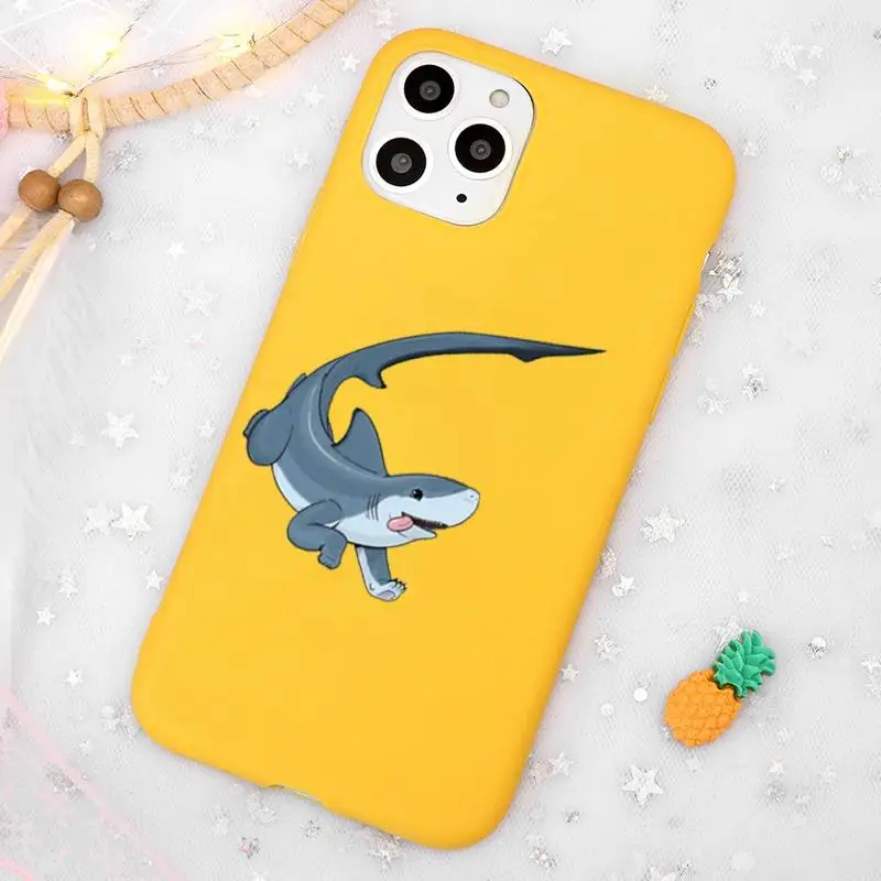 

Shark animal Phone Case Candy Color Yellow for iPhone 11 12 pro XS MAX 8 7 6 6S Plus X 5S SE 2020 XR