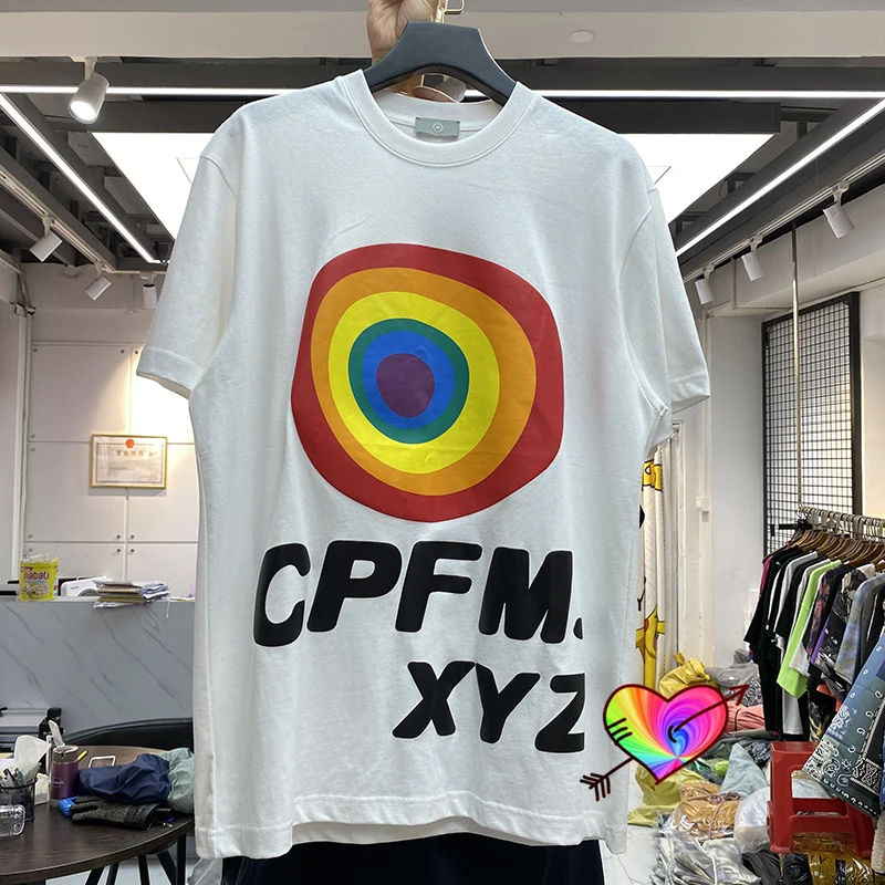 2021 CPFM XYZ футболка для мужчин и женщин Радужный круг i love at the rally Tee CACTUS PLANT блошиный