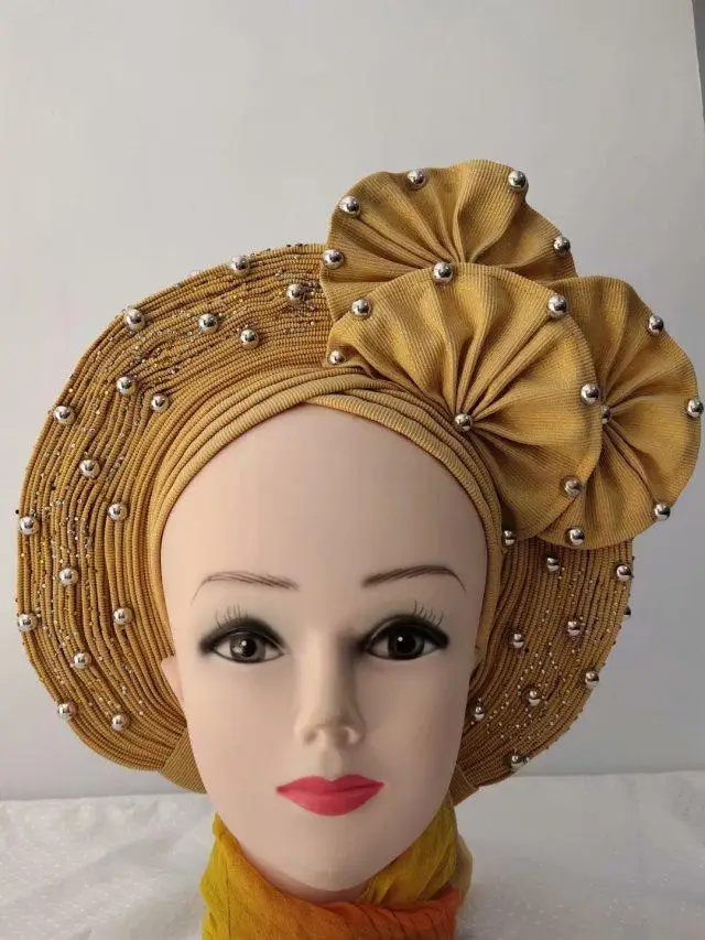 Модный женский Африканский галстук Aso Oke с бусинами и камнями 2020