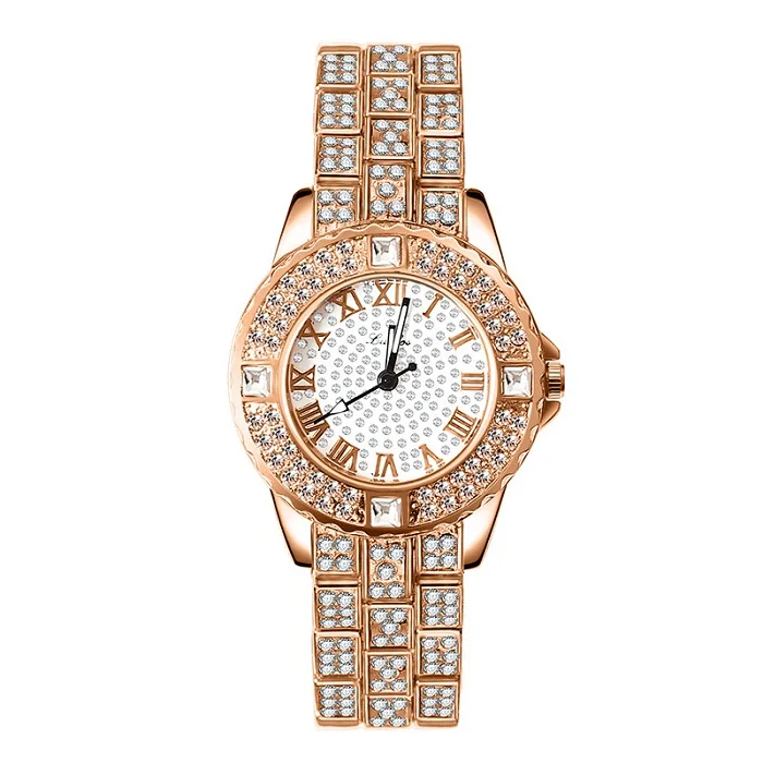 rose gold Montre femme, новинка, женские часы, стразы, женский браслет, наручные часы, женские модные часы, женские аналоговые кварцевые часы из сплава, BM207 - Цвет: rose gold