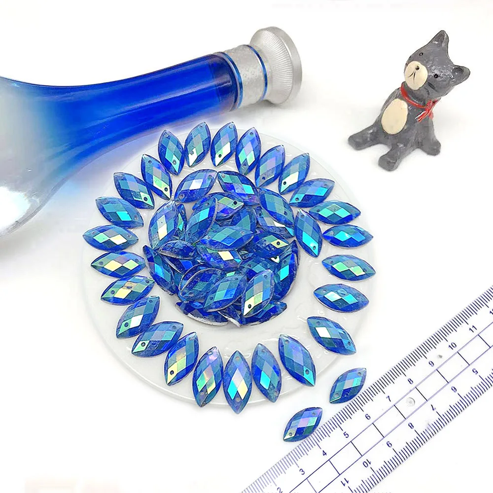 

Horse Eye Loose Rhinestones AB Color Flatback Crystals RESIN Sew Sewing On Stones Clothes Decoration Bags Garment DIY