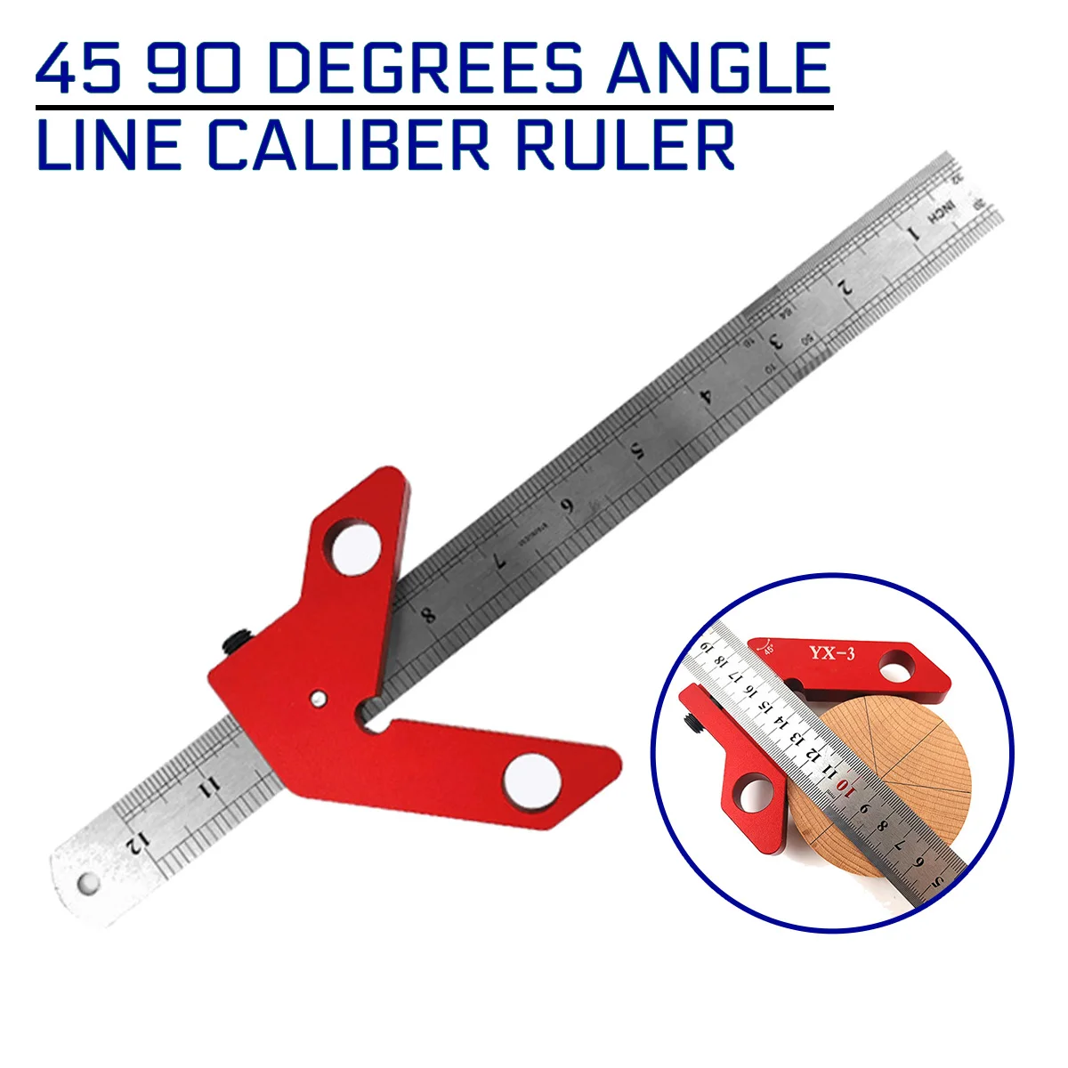 

45 90 Degrees Angle Line Caliber Ruler Woodworking YX-3 Magnetic Center Line Scriber Finder Metric Inch Wood Measuring Tool