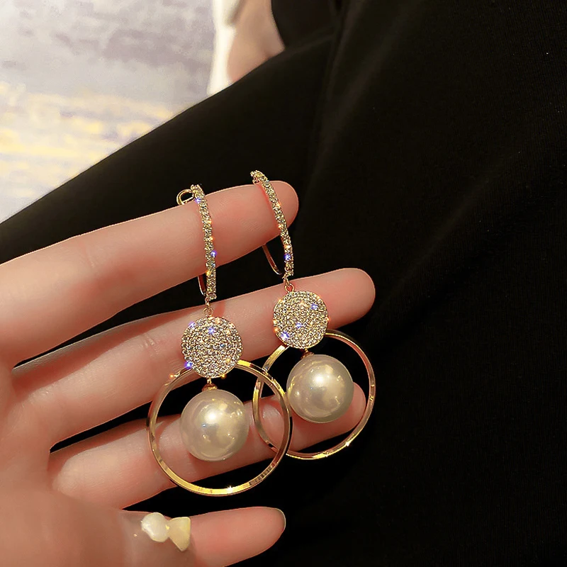 

Women's Earrings Korean Stud Earrings Women Vintage Pearl Gold Cross Earring 2021 Trend Earings Female Jewelry Ear Stud Earrings