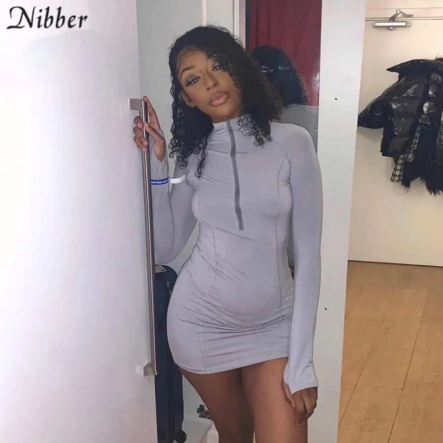 Женское Спортивное платье Nibber однотонное платье-водолазка на молнии базовая