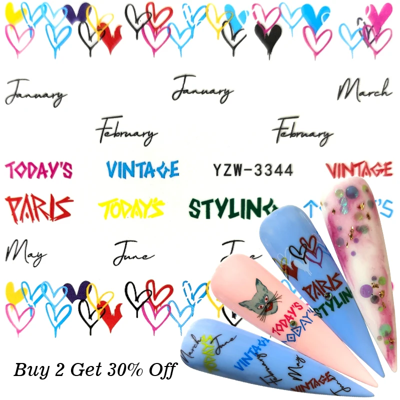 

WUF 2020 1 PC Water Stickers For White Black Flower Leaf Linear Manicure Sliders Nail Art Decorations sticker Decal