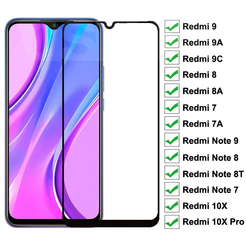 

9D полноэкранное защитное стекло на Redmi 9 9A 9C 8 8A 7 7A 10X для Xiaomi Redmi Note 8 8T 7 9 9S Pro Max, пленка из закаленного стекла