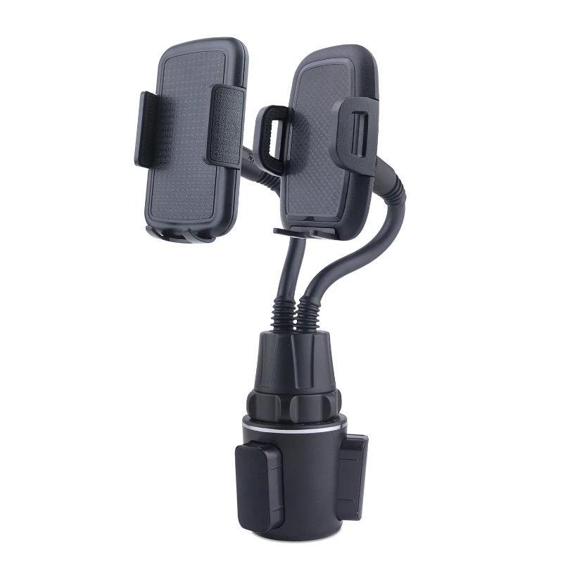 

2in1 Flexible Gooseneck Car Cup Dual Mobile Phone Holder Mount Stand Cradle for 3.5-6.7" Cell Phones Smartphones