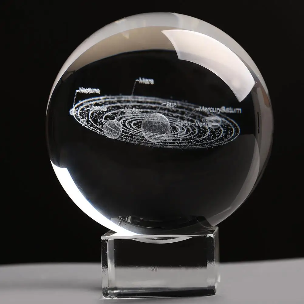 Glass Ball Laser Engraved Home Decor Creative 3D Fashion for Astrophile Crystal Quartz Planets Model Gift Craft | Дом и сад