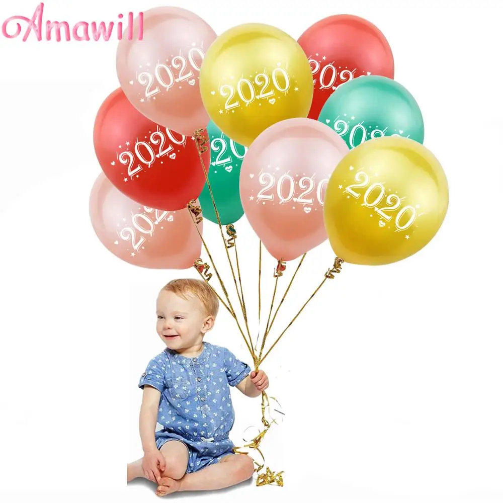 Amawill счастливый новый год 12 дюймов 10 шт 2020 печатные розовое
