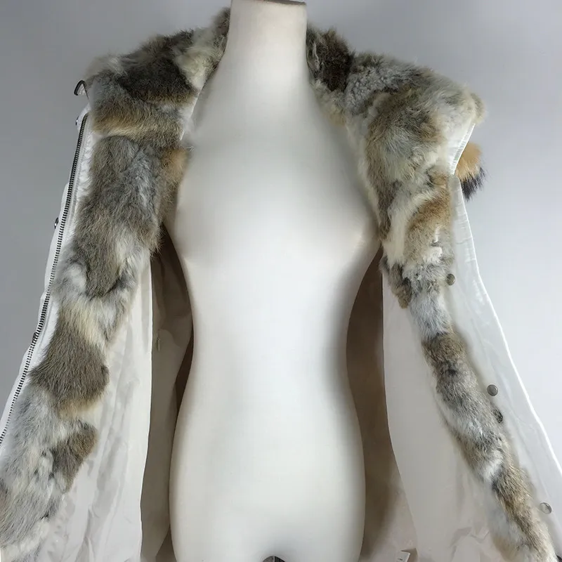 Fashion medium-long plus size rabbit fur thickening female slim down coat with a hood solid color winter outerwear white black