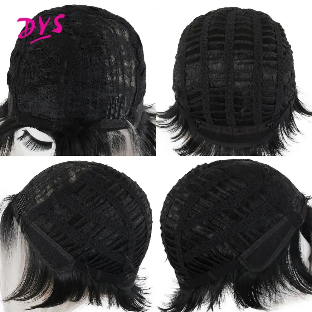 Deyngs Pixie Cut Bob парики короткие прямые естественные синтетические волосы для черных